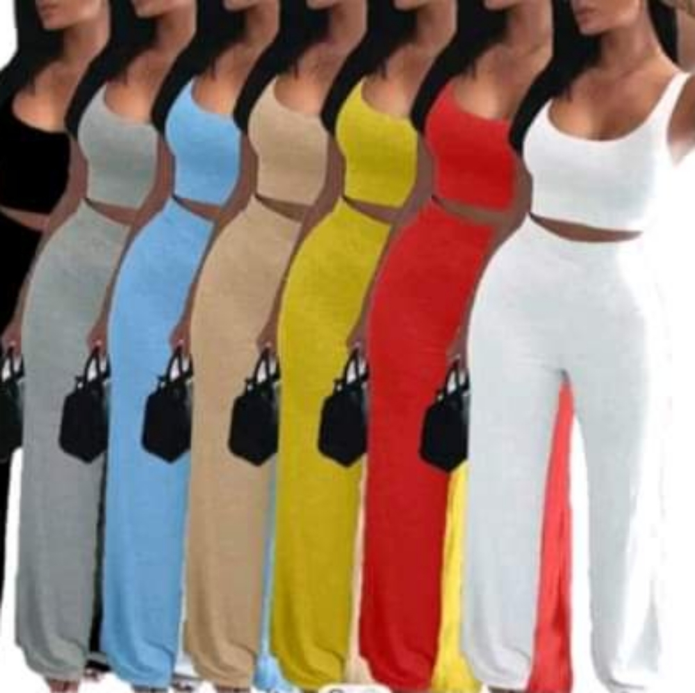 2pc crop top pants lounge set